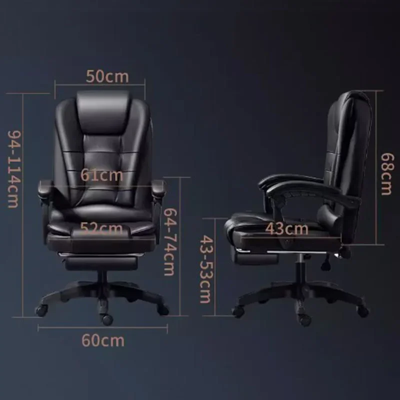 Tall Comfortable Black Office Chair Recliner Luxury Leather High Modern Office Chair Gaming Room Silla De Oficina Furniture