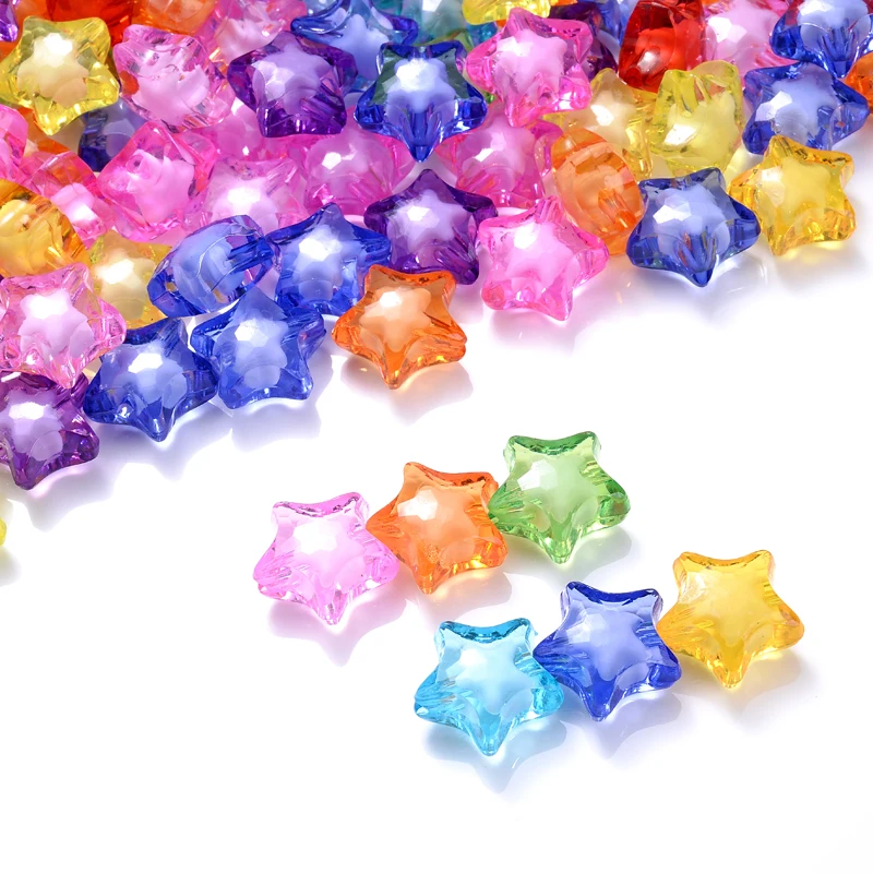 20pcs Jelly Acrylic Pentagram Bead Colored Plastic Spacer Beads For Jewelry Making Charm Bracelet Handmade DIY Accessories