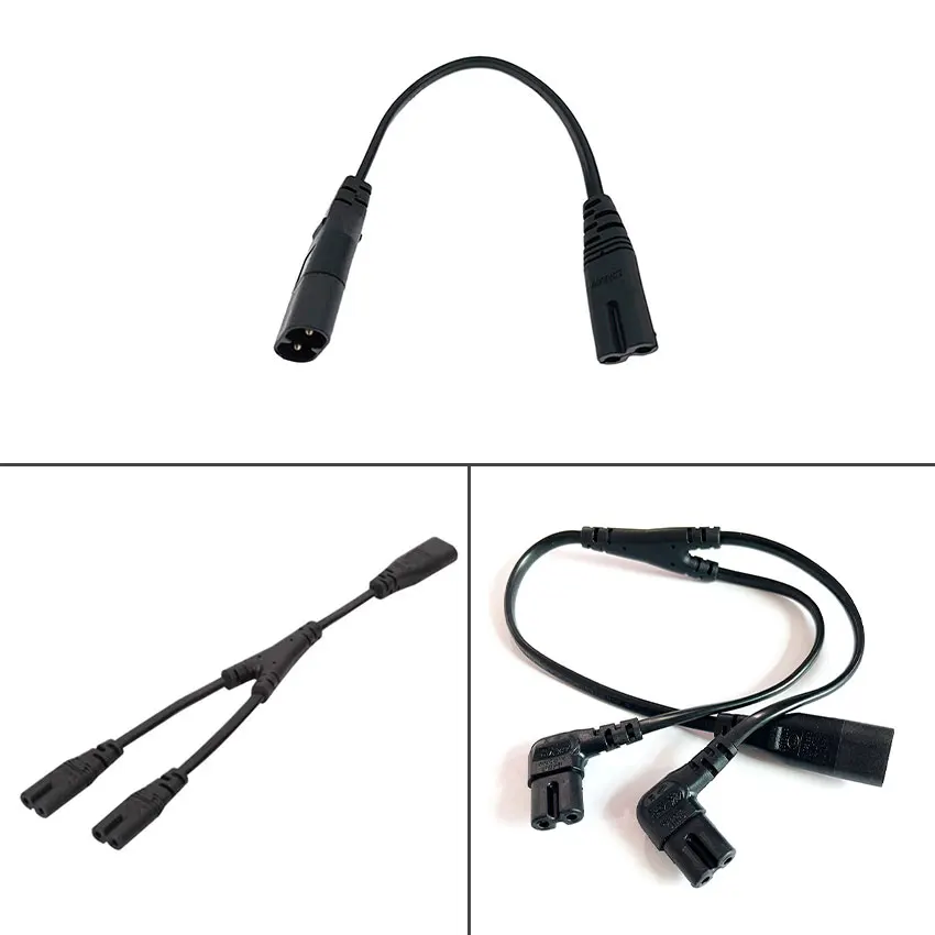 1PC IEC 320 C8 2Pin Male to 2 x C7 Female Y Split Power Cable IEC 320 C7 to C8 extension cords C8 male to C7 female