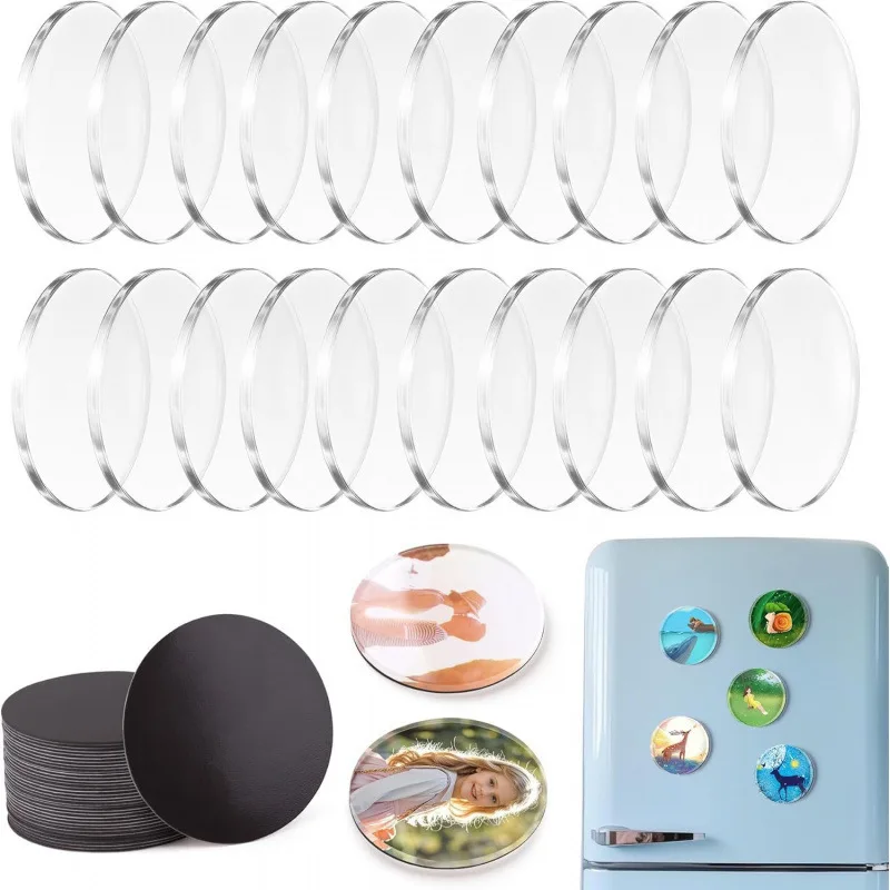 1/5Pcs DIY Heart Clear Acrylic Fridge Magnet Kit, Blank Acrylic with Self Adhesive Back Magnets for Refrigerator Crafts