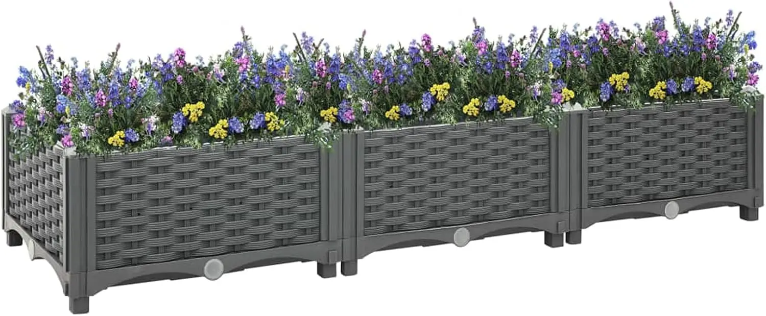 

Tidyard Garden Planter Raised Bed Polypropylene Patio Flower Plant Vegetable Bed Dark Gray for Balcony, Backyard, Deck