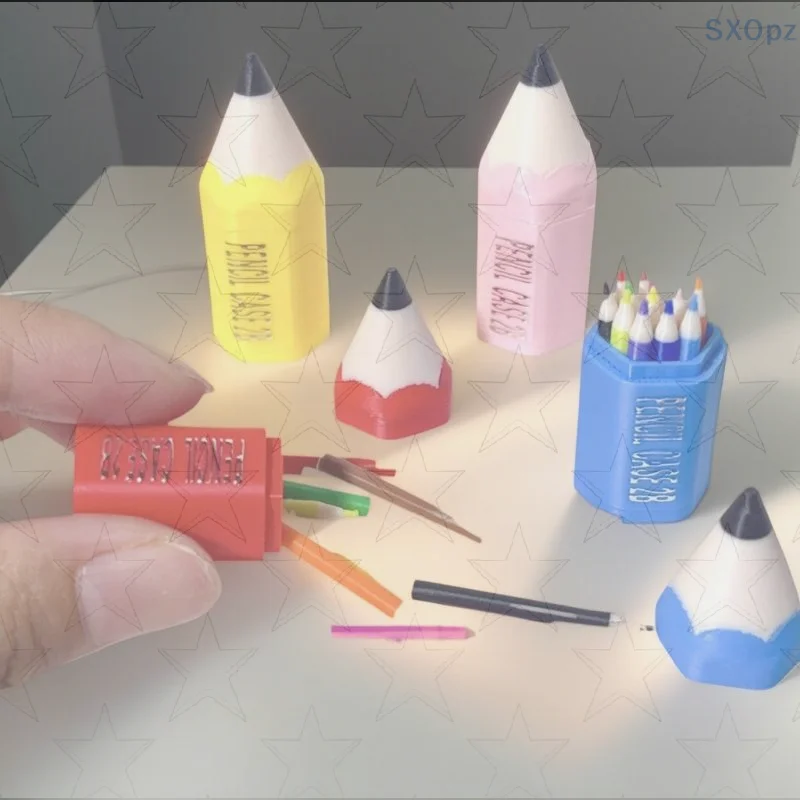 Fantasiespelset voor kinderen: 10/12 miniatuurpennen en schoolbenodigdhedenmodel voor poppenhuis, perfecte speelgoedaccessoires.