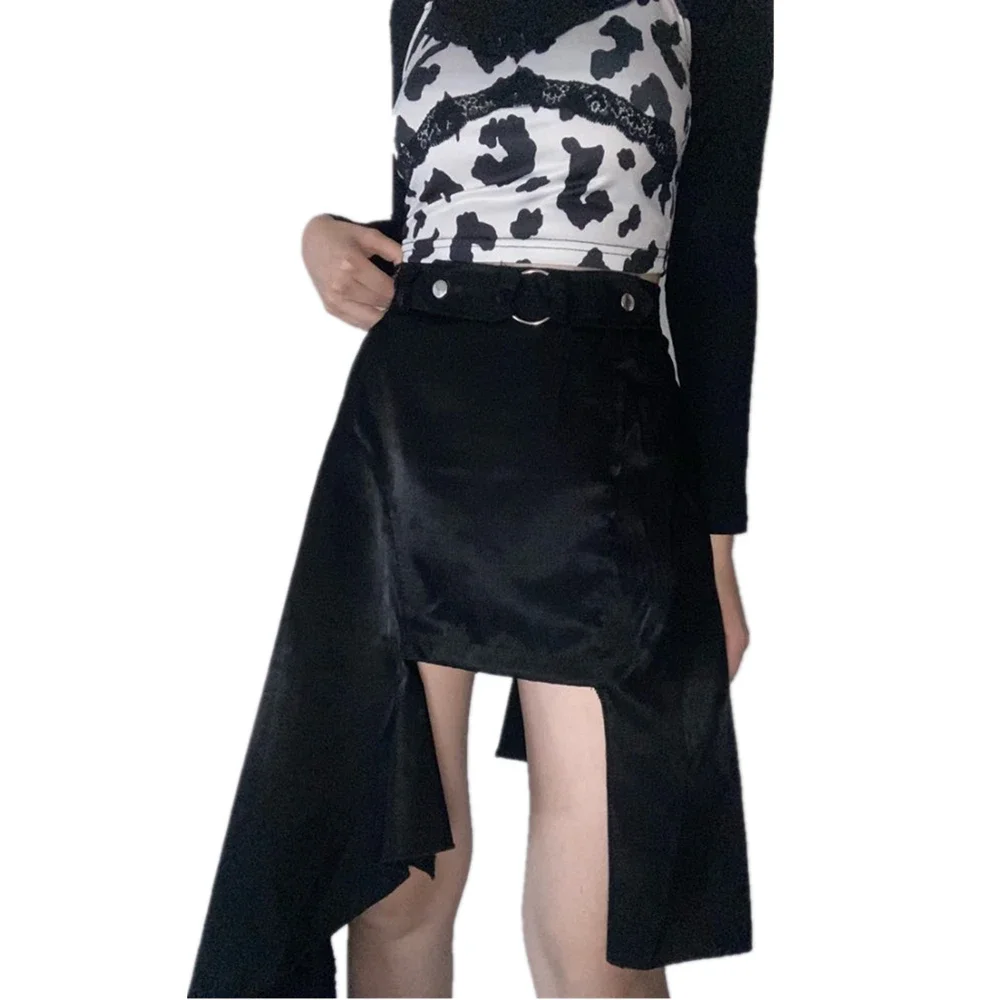 

Coquette Mall Goth Skirt Women Streetwear Grunge High Waist Irregulr Split Skirt Vintage Emo Alternative Indie Clothes