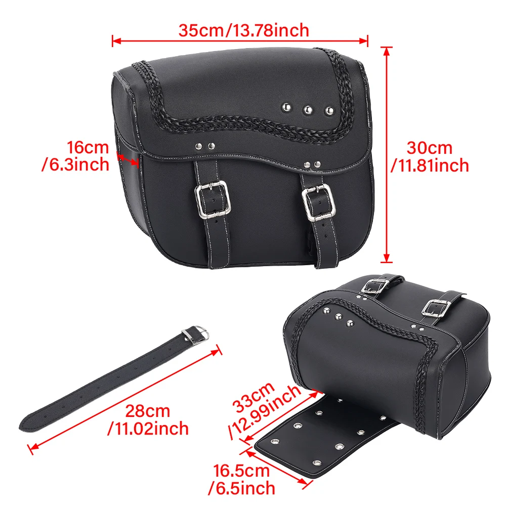 A Pair Motorcycle Saddlebag 35.5x15x28.6cm Side Storage Luggage Bag Tool Pannier Saddle Bag Waterproof For Suzuki/Yamaha/Honda