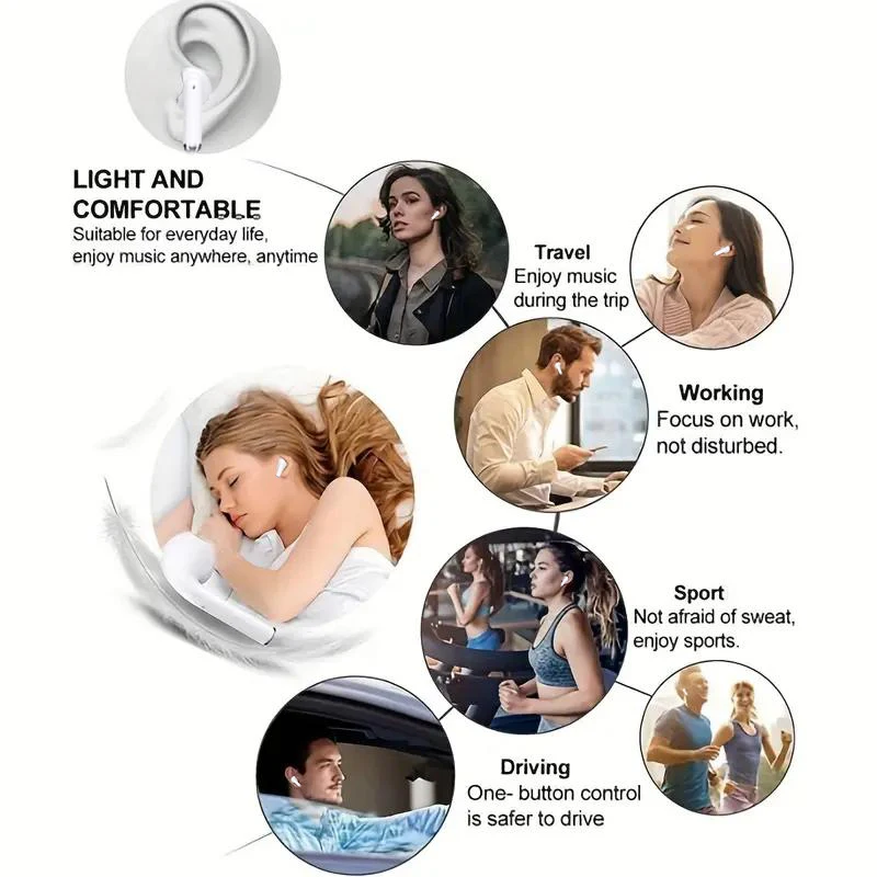 W&O4 TWS Noise Reduction Earphone Bluetooth Wireless Headphones HIFI Stereo Headset Light Portable Gaming Accessories Earbud image 6