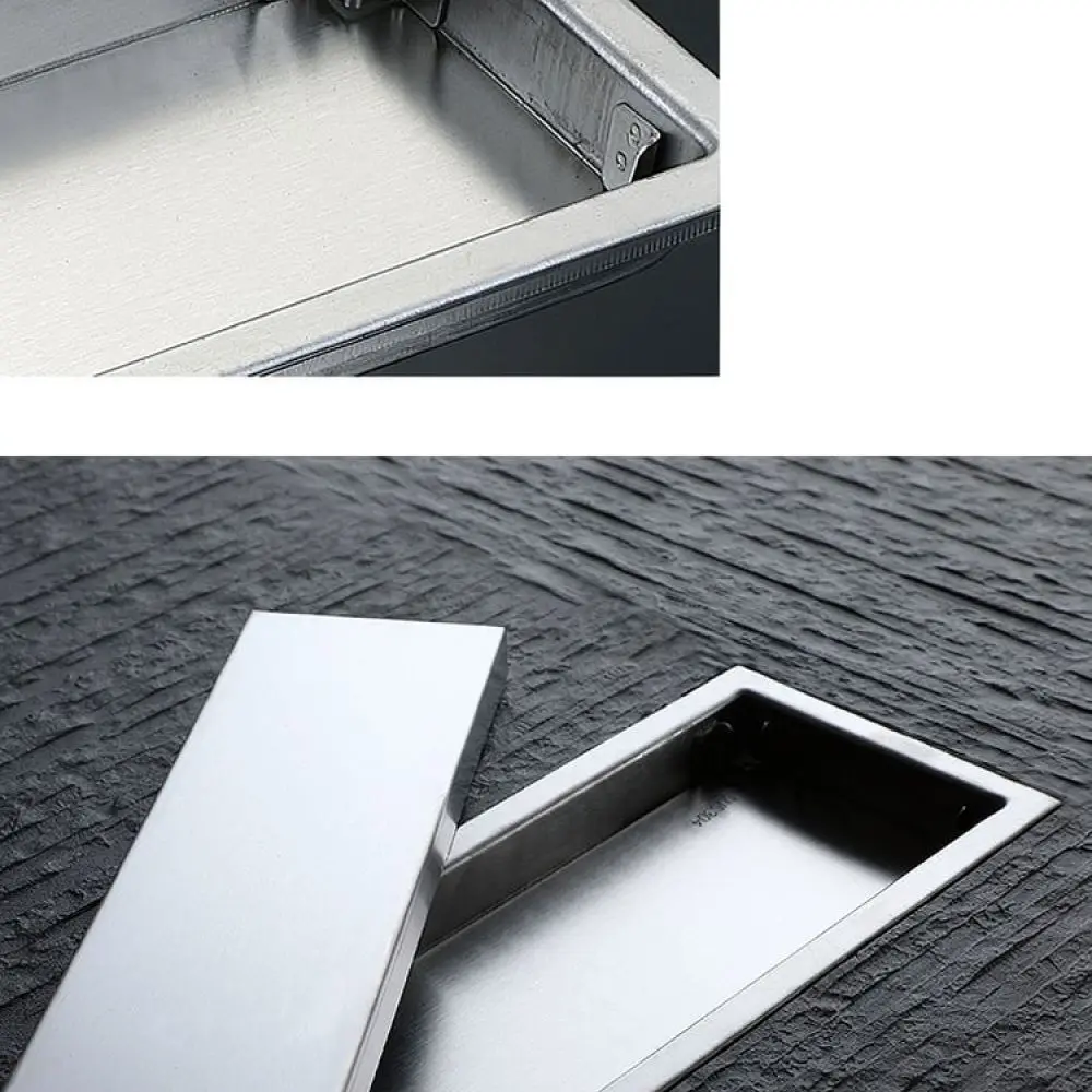 Black Matte Linear Floor Drain Long Rectangular Shower Grate Stainless Steel Bathroom Sewer Tile Insert Invisible Deodorizer