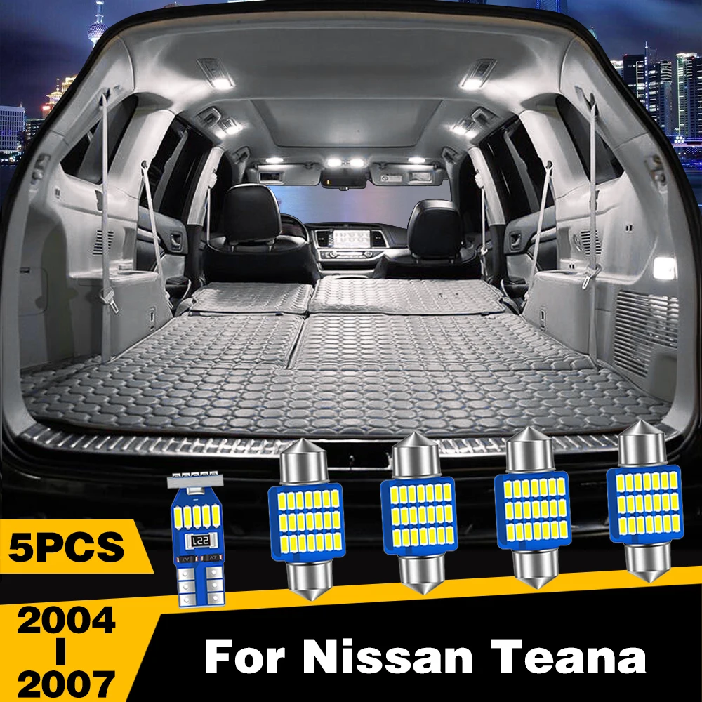 

5 Pcs LED Highlight Car Interior Dome Reading Light Roof Lamp Accessories For Nissan Teana 2004 2005 2006 2007