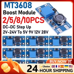 10-2PCS MT3608 Booster Power Supply Module DC-DC Step Up Converter Power Apply Module Adjustable 2A Max 2V-24V To 5V 9V 12V 28V