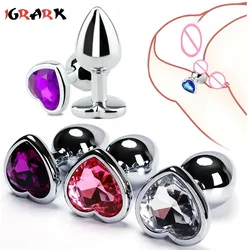 Crystal Metal Anal Plug Stainles Steel Buttplug Romantic Heart Anus Dilator Sex Toys For Women Men Couples Adult Erotic Products