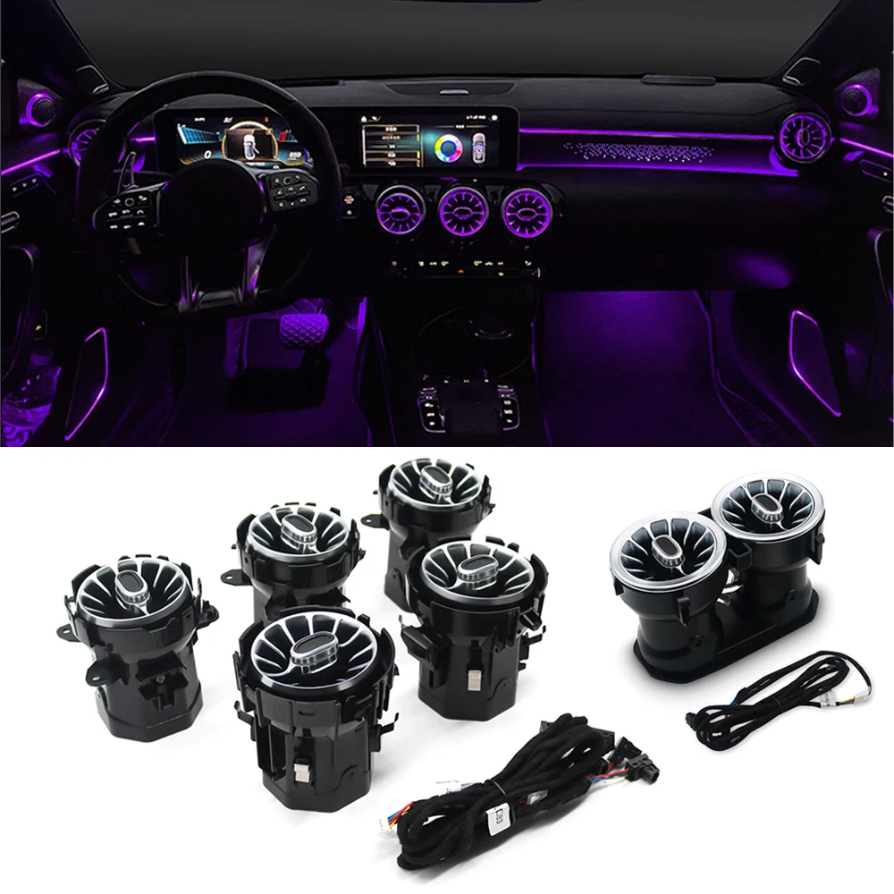 

Car 64 Color LED Air Condition Vent Outlet Turbine Air Vent For Mercedes Benz A CLA Class W177 W118 2019-2020