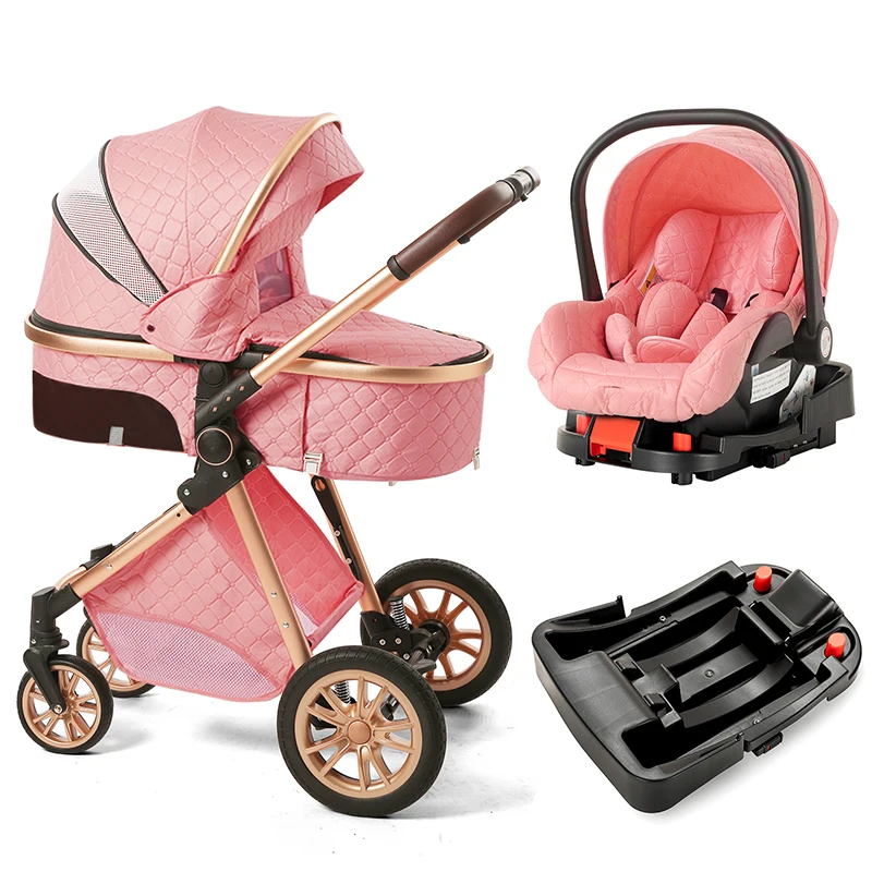 

3-in-1 baby stroller that can sit or lie down, with ISOfix interface baser, multi-purpose luxury newborn travel baby stroller