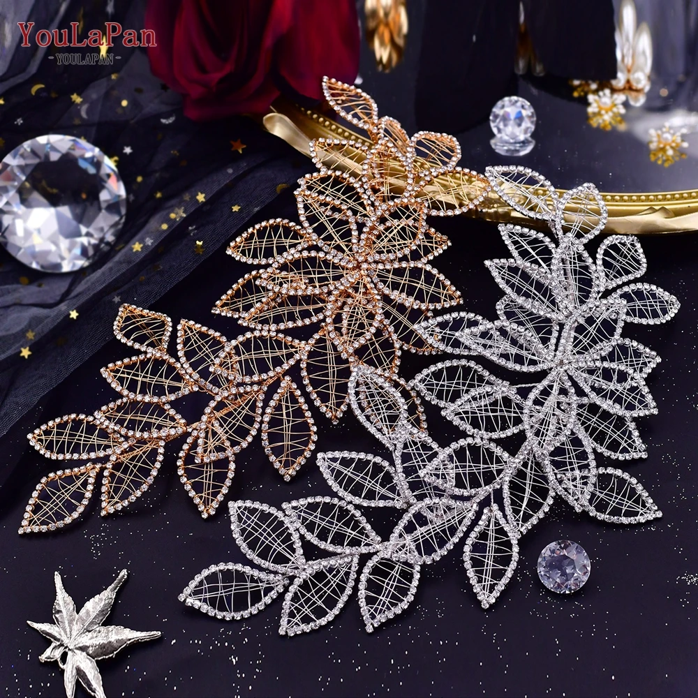 YouLaPan Bridal Headpiece for Weddings Hair Accessories Rhinestone Leaf Woman Headdresss Brides Hair Ornaments Headband HP256A