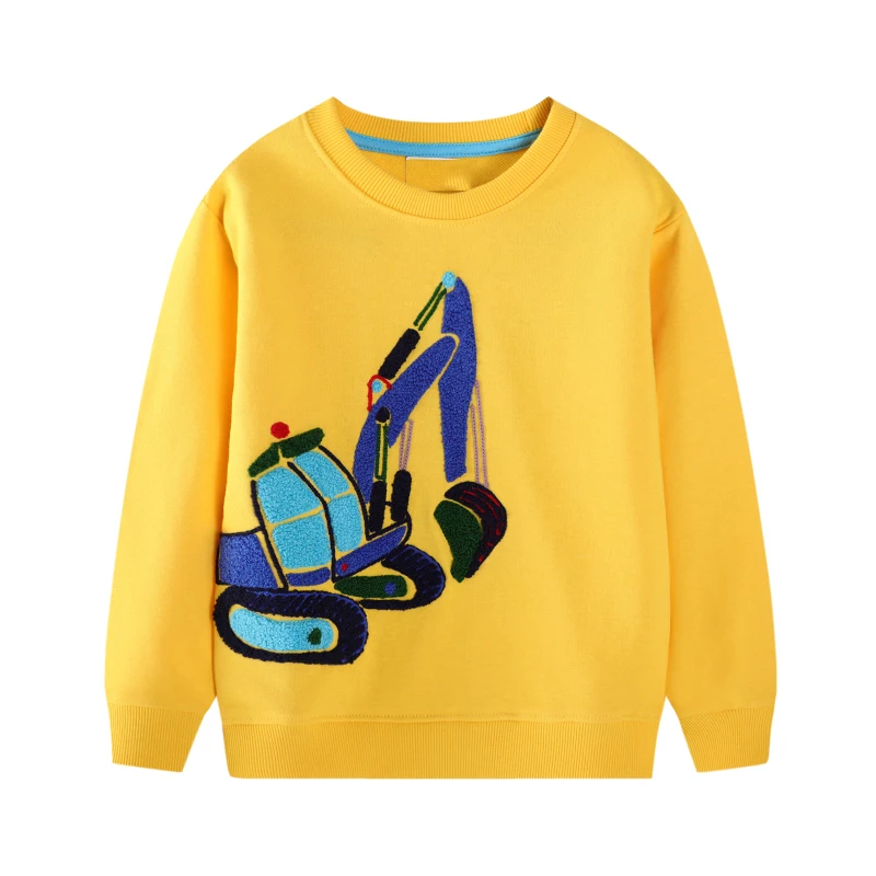 Little maven 2PCS Tops Hoodies Baby Boys 2026 Autumn Spring New Cartoon Excavators SweaterShirts for Kids Clothes  2-7 Years