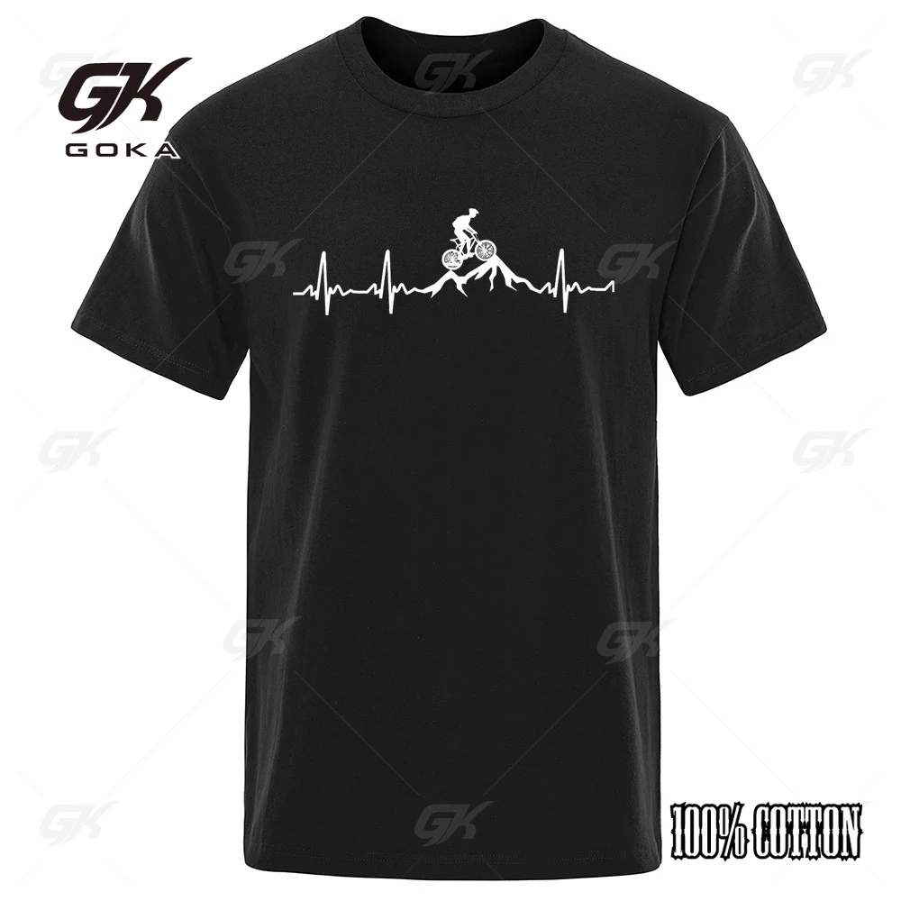 

Mountain Bike Heartbeat Funny Mtb Dirt Bike Men Tshirt Hip Hop Casual Tops Summer Street T Shirt Street Cotton Short Sleeve