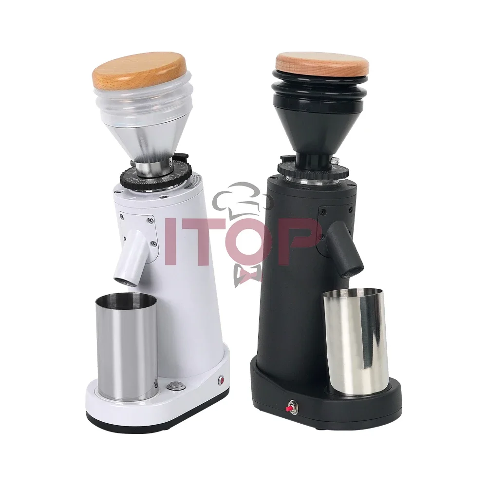 ITOP40 Cylinder Coffee Grinder Titanium Burr Conical 40mm Metal Bean Hopper 75g Wooden Cover Popular Bean Grinder Family Cafe V2