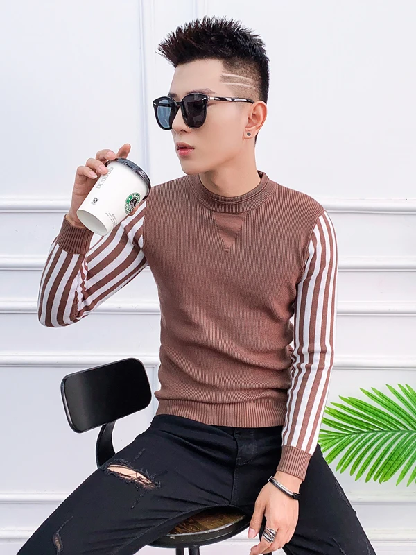 

Модный вязаный мужской свитер с длинным рукавом и круглым вырезом, осенне-зимний, в стиле пэчворк, удобный, дышащий, базовый.