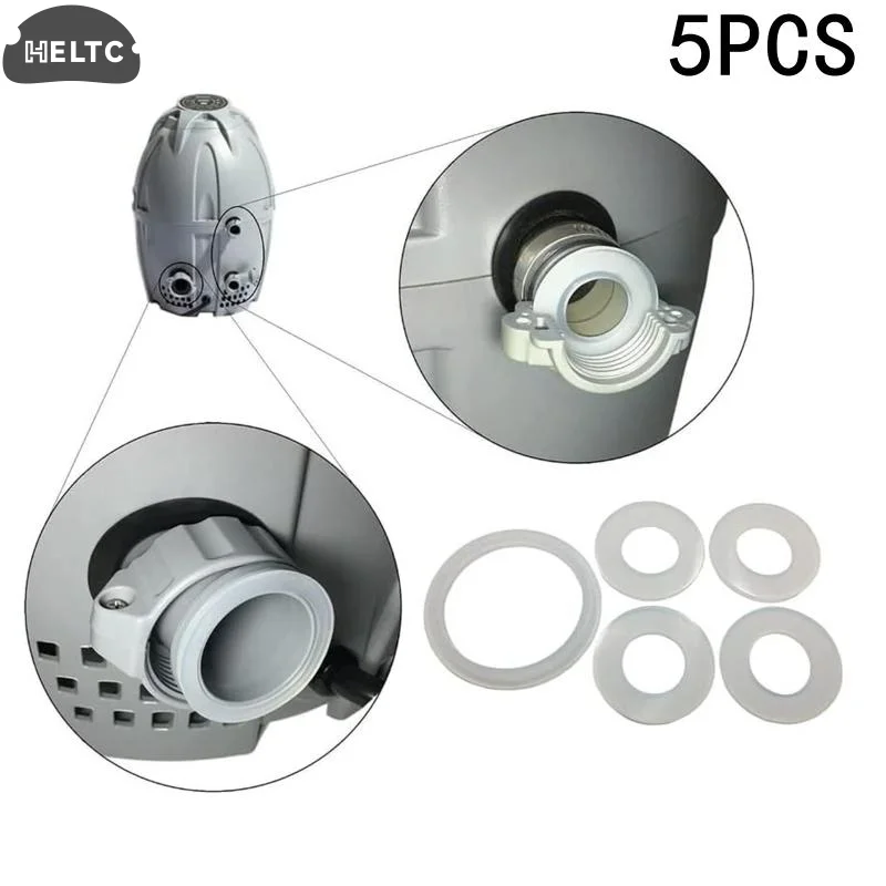 5PCS White Connector Seal Gasket Set Air Pump Gasket Compatible With Bestway Coleman SaluSpa Lay-Z-Spa Inflatable Hot Tub Gasket