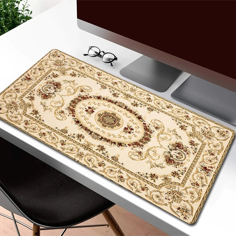 

Computer Mouse Mat Persian Carpet Keyboard Mousepad Retro Style Gaming Mouse Pad Weave Flower Large Table Mat Game Accessories