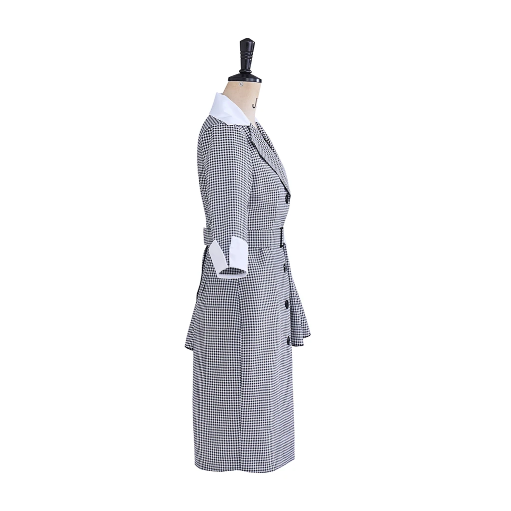 I love Lucy Cosplay Costume Lucy McGillicuddy Ricardo Lucy Stripes Collared Coat Skirts Set Women Halloween Carnival Party Cloth view 4