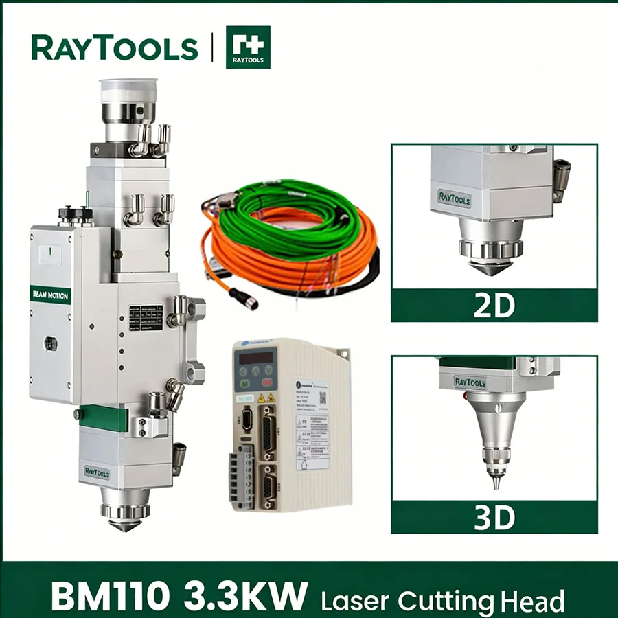 

2026 Latest Raytools BM110 3.3KW Fiber Laser Cutting Head Automatic Focusing 2D Plane Cutting 3D Pipe Cutting CNC Laser