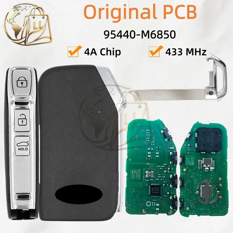 Original PCB For KIA Cerato 2022 Smart Remote Key  After-Sales Market Shell 3 Buttons 433 MHz 4A Chip FCC ID: 95440-M6850