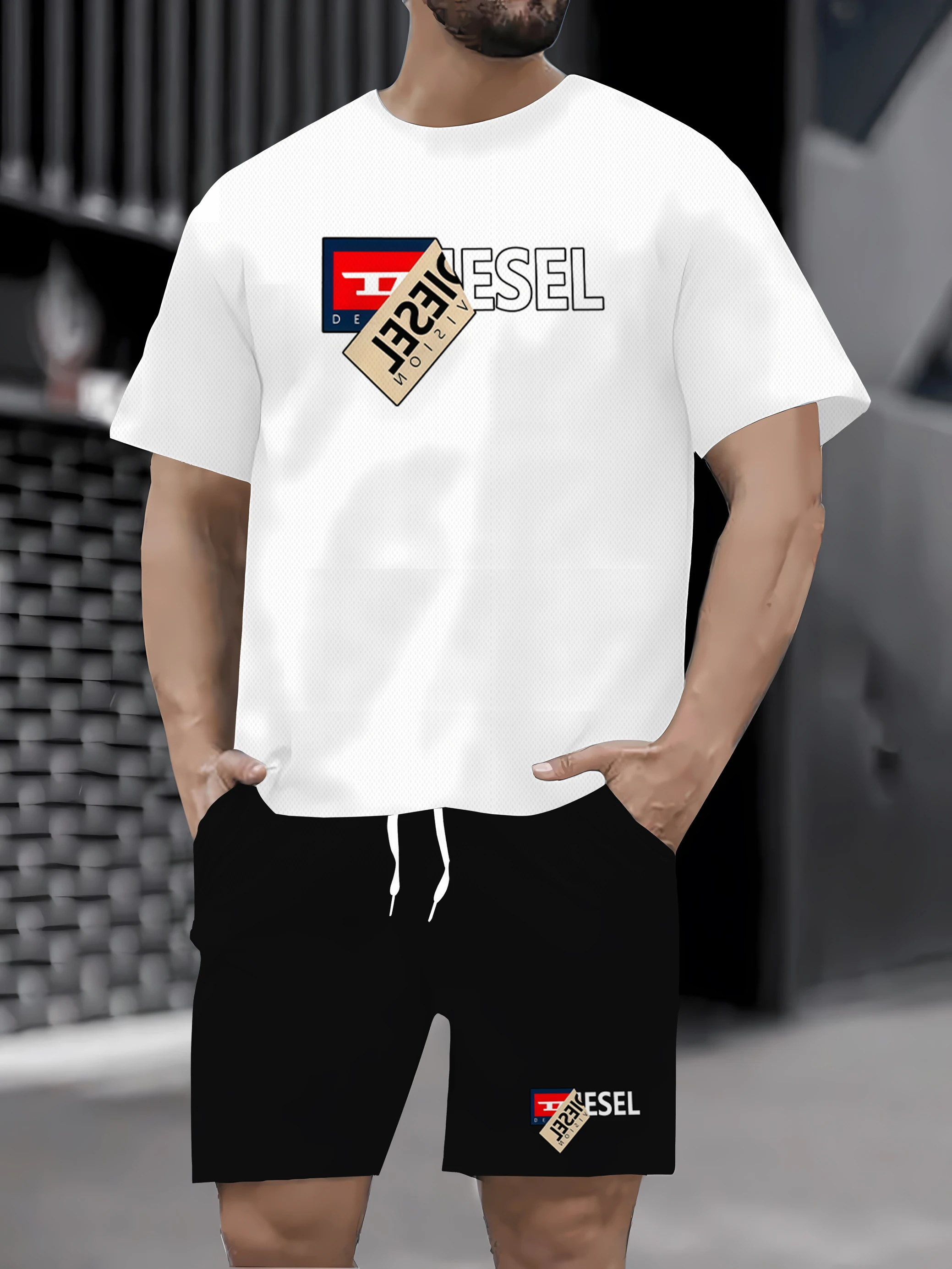 Conjunto de verão de secagem سريعة masculino، شورت ريفيس دي مانغا كورتا دي سيكجيم سريعة، تينامنتو دي كوريدا آو أ