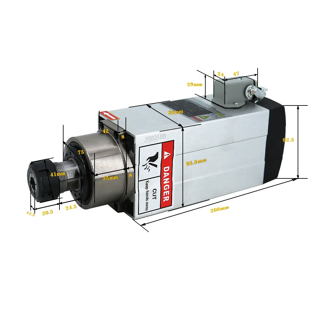 

HLTNC ER20 ER25 220v/380v 24000rpm 2.2KW Air-Cooled Spindle Motor For Engraving Machine