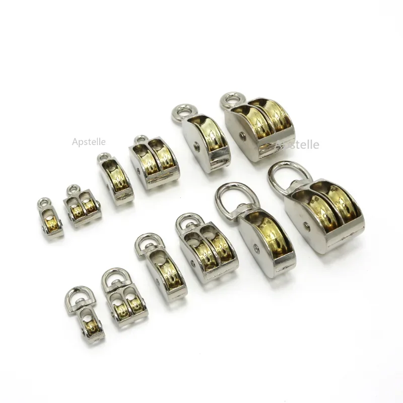 36/48/52/58/75/86mm Metal Sheave Zinc Alloy Fixed Pulley Crown Block and Tackle Lifting Wheel Mini Single/Double Pulley