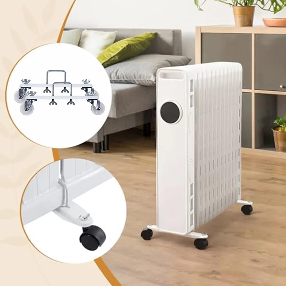 2Pcs Electric Heater Holder Wheels Black White Carbon Steel Rotatable 360 Degree Oil Filled Heater Radiator Caster Brackets