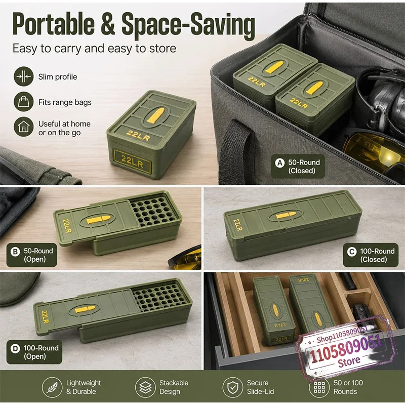 NEW Mini .22 LR Ammo Drawer Box, Holds 50/100 Rounds, Made Of Durable Plastic, Portable And Spill-proof Plastic Material 2026 view 2