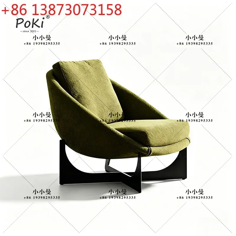 Italian casual minimalist fabric casual solid wood designer furniture single armchair