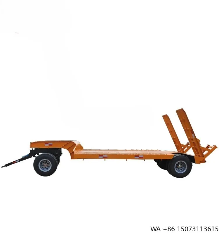 Heavy Duty Excavator Trailer with Hydraulic Ramp System Low Bed Draw Bar Full Trailer for Sale