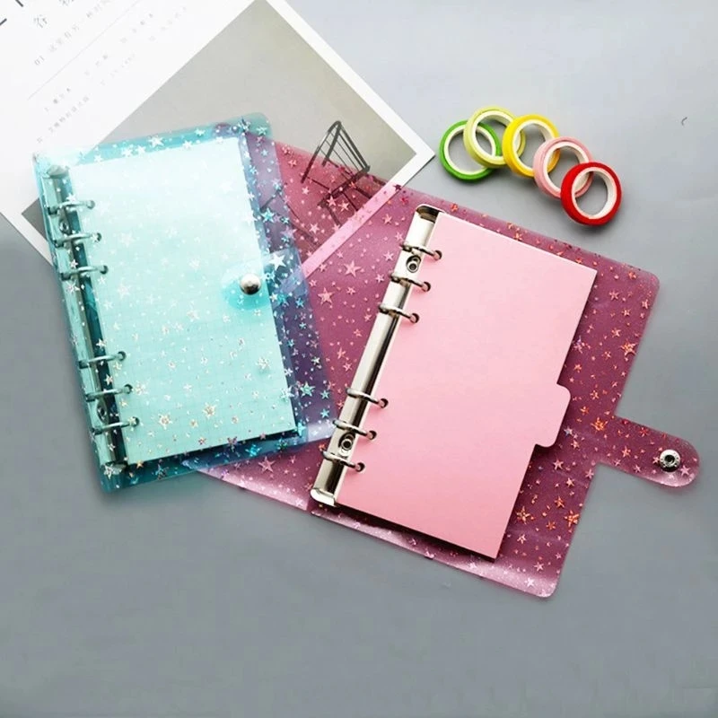 PVC Budget Binder Cash Envelope Organizer A6 Notebook Planner 2Pcs French Alphabet Stickers 8pcs Zipper Pocket Dropshipping