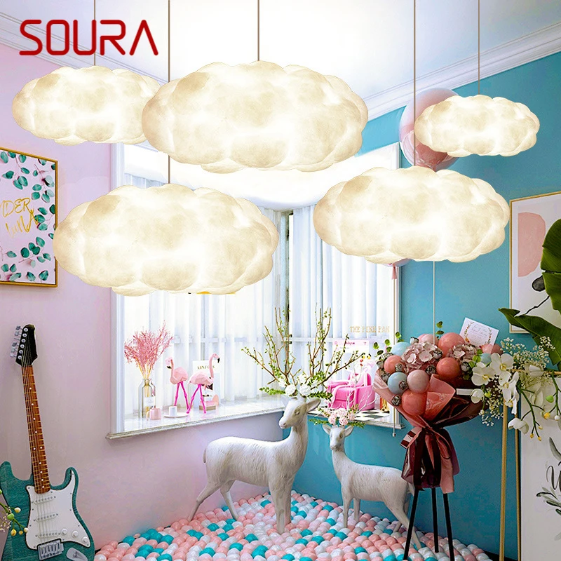 

SOURA Wedding Props White Cloud Shaped Chandeliers Shopping Mall Ceiling Decorative Lights Wedding Welcome Area Lighting