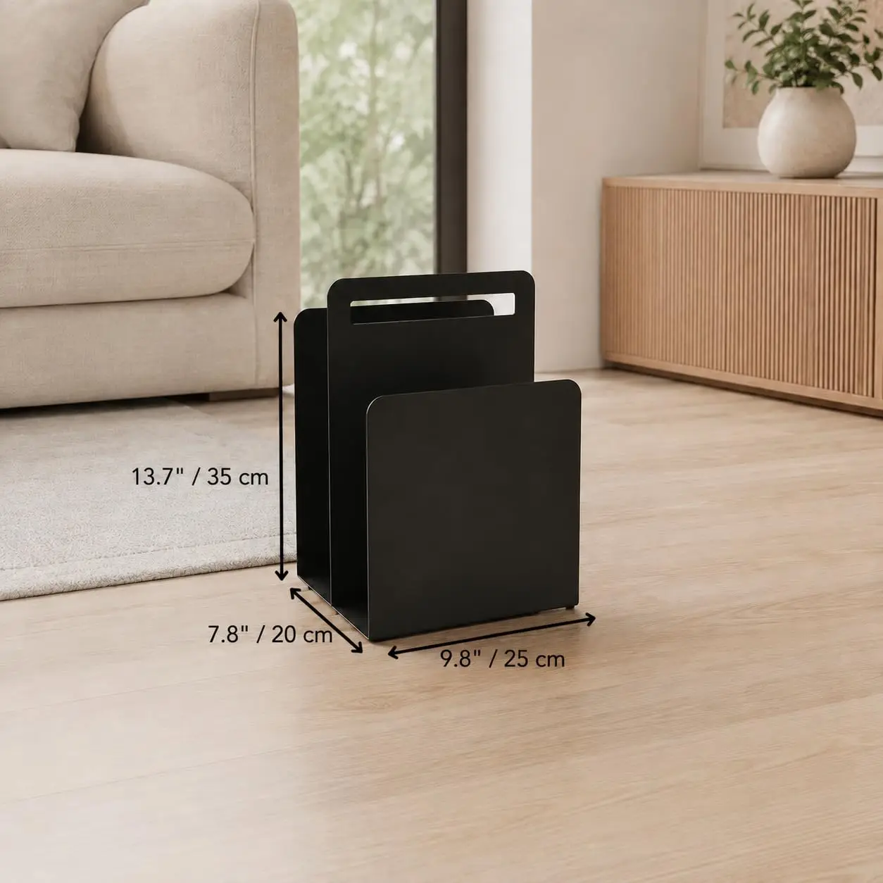 Matte Black Metal Magazine Rack, Modern Magazine Holder for Tabletop or Floor, Magazine File Holder, Book and Newspaper