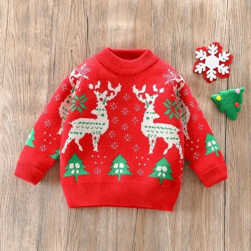 

Boys Girls Sweaters Autumn Winter Children Knitted Christmas Clothes For Baby 1 To 6 Years Pullover Sweater Kids Sweatshirts