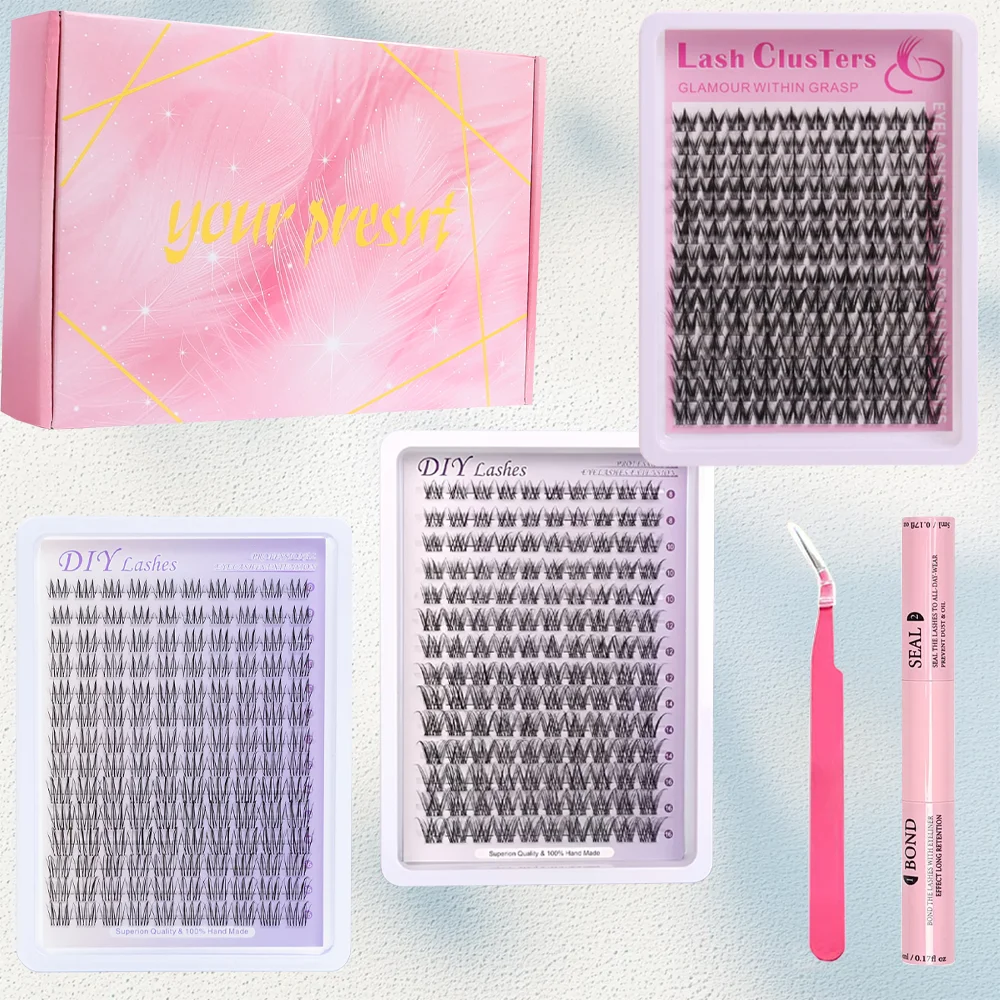 3 boxes of eyelash clusters gift box, comic eyelash clusters, pointed eyelash clusters, eyelash grafting, 420 pieces, 10-16mmC r