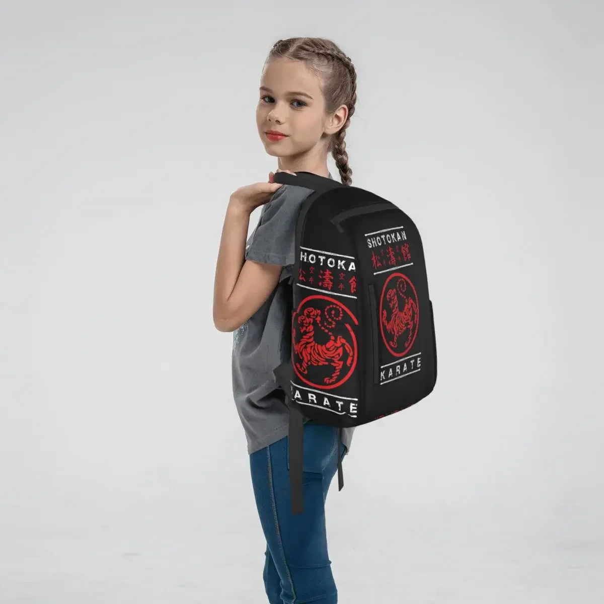 Shotokan Karate White Text Backpack Large Capacity Kids BookBag School Bag Shoulder Bags for Men Women