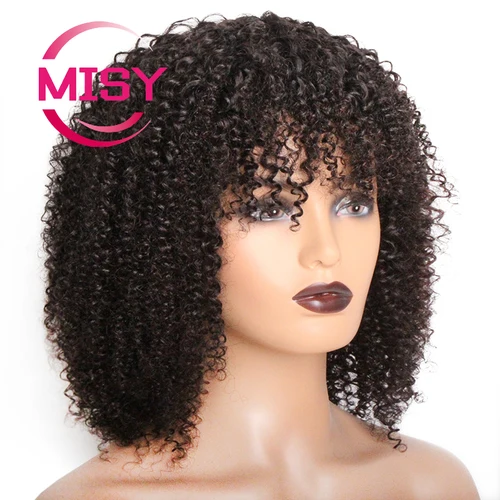 Imagen 2 del producto Pelucas de cabello humano rizado corto Jerry para mujeres, corte Pixie de Color Natural, hecho a máquina, Bob corto