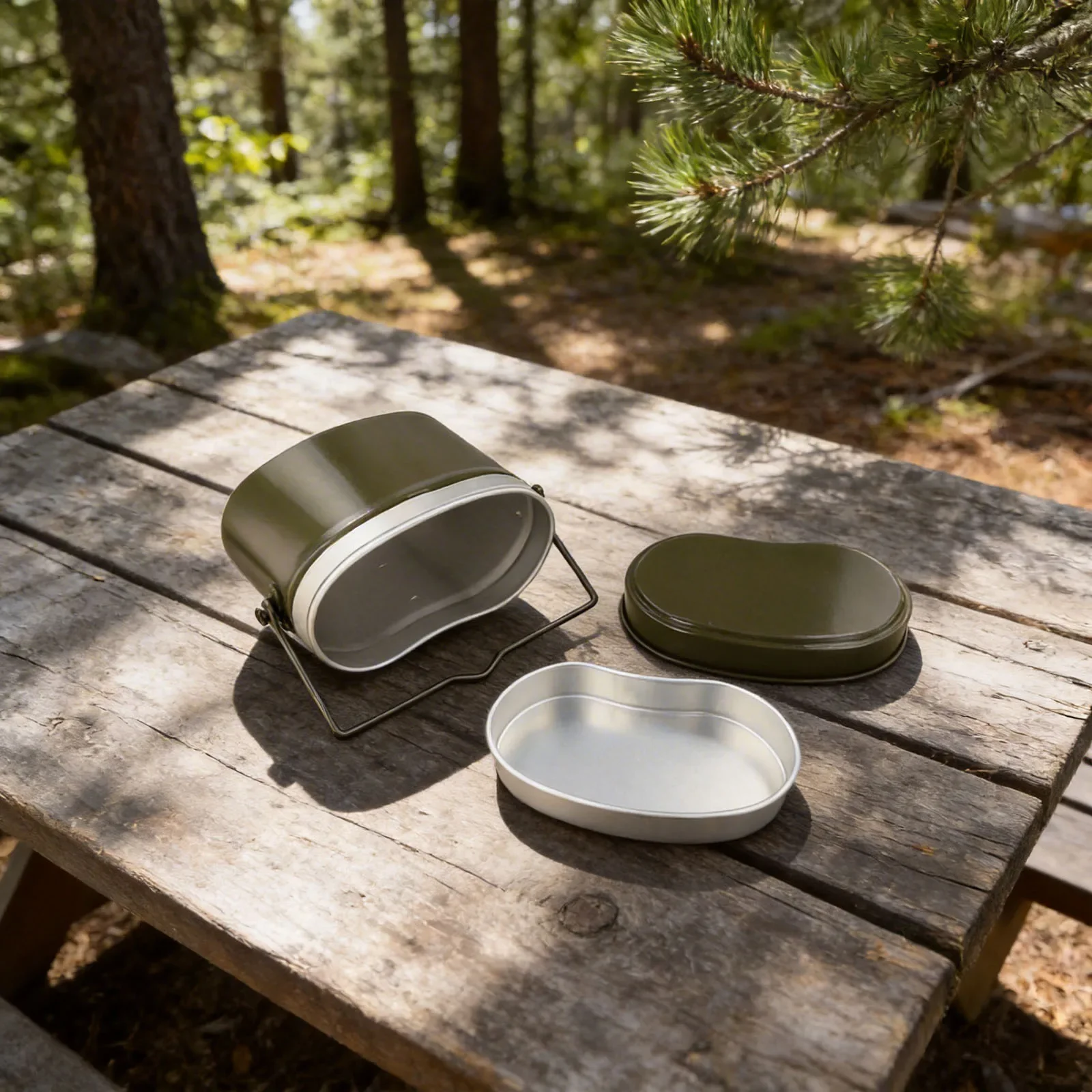 Compact Aluminum Alloy Outdoor Camping Tableware Cookware Set with Saucepan and Water Volume Scale for Food Management