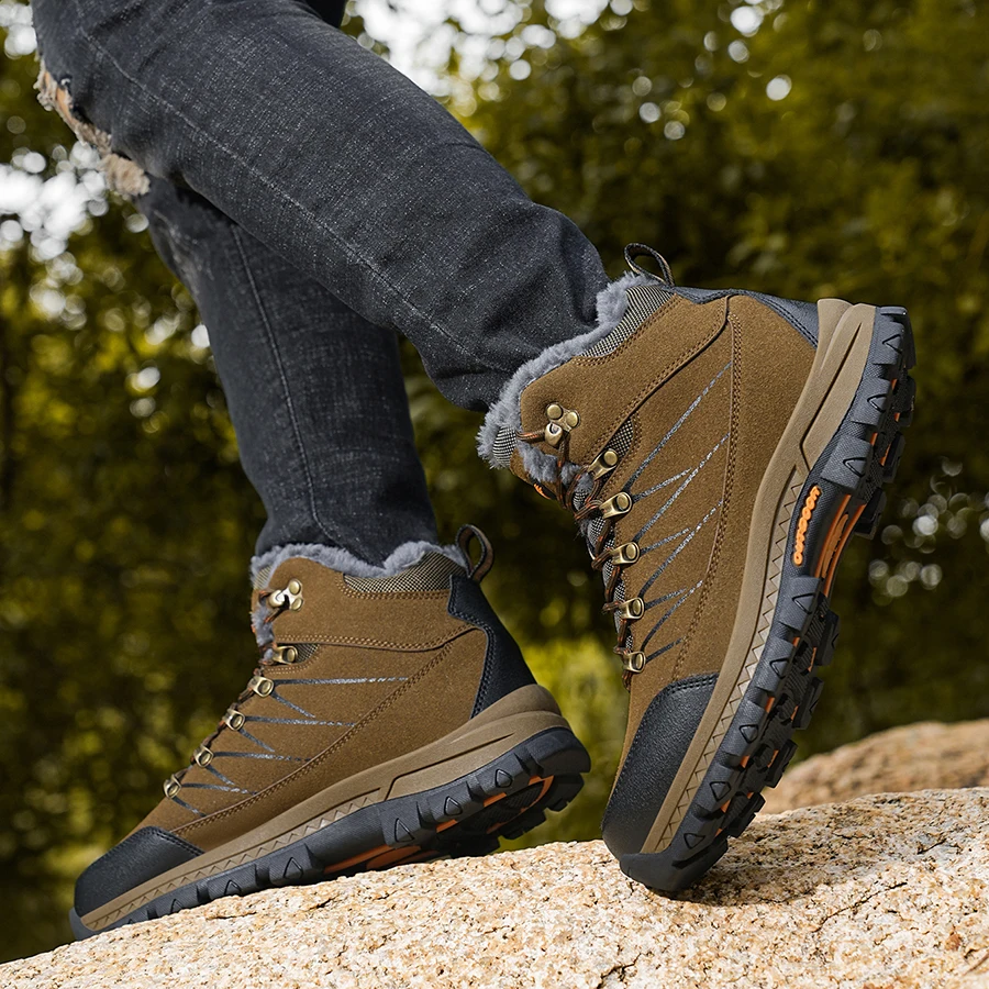 Herren-Schneestiefel, Winterschuhe, Schnürschuhe, warmhaltend, rutschfest, zum Gehen, Klettern, Wandern, Plateausohle, Outdoor-Herren-Knöchelstiefel. – Detail 11