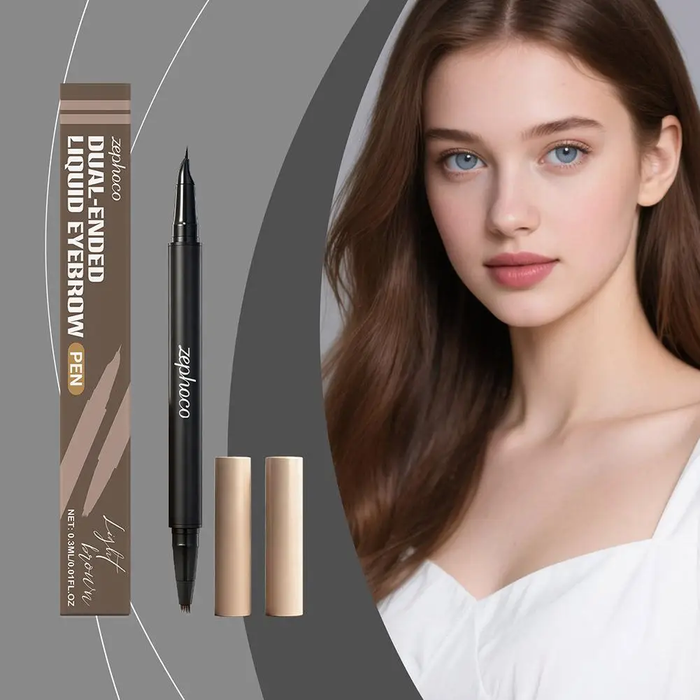 Crayon à sourcils liquide 2 en 1, avec pointe incurvée et stylo Microblading 4D, imperméable et durable, pour femmes, Y9F1