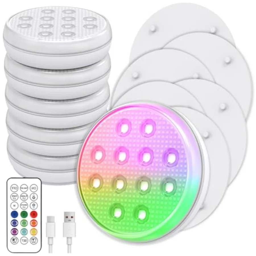 Pool Lights, Submersible LED Lights with Remote, IP68 Waterproof 16 Color Rechargeable Floating Lights, Built-in Magnet Underwa