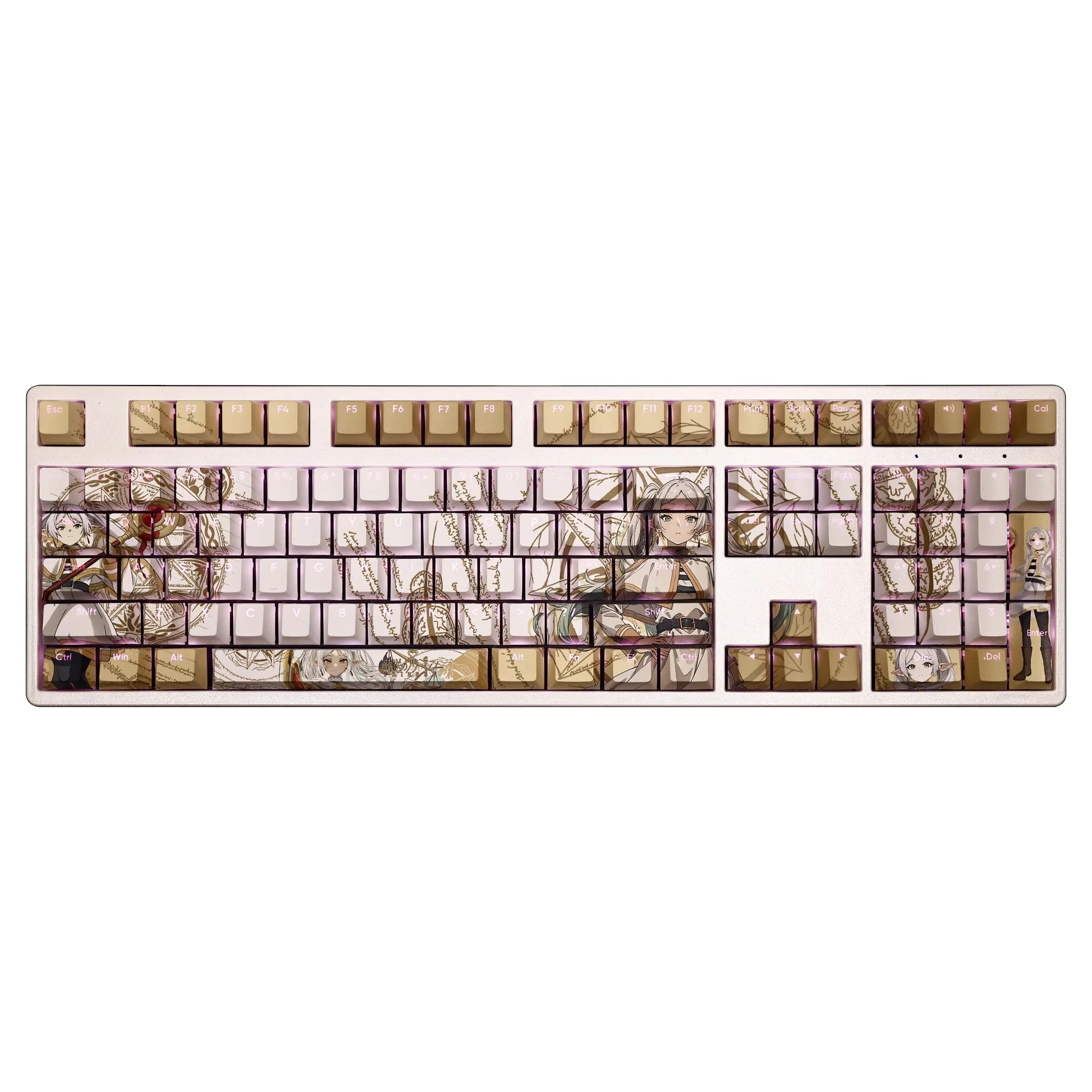 Imagem -05 - Frieren Beyond Journeys End Keycap Pbt Backlit Keycaps Desenhos Animados Anime Gaming Key Caps para Ansi 61 87 104 108 Chaves Set