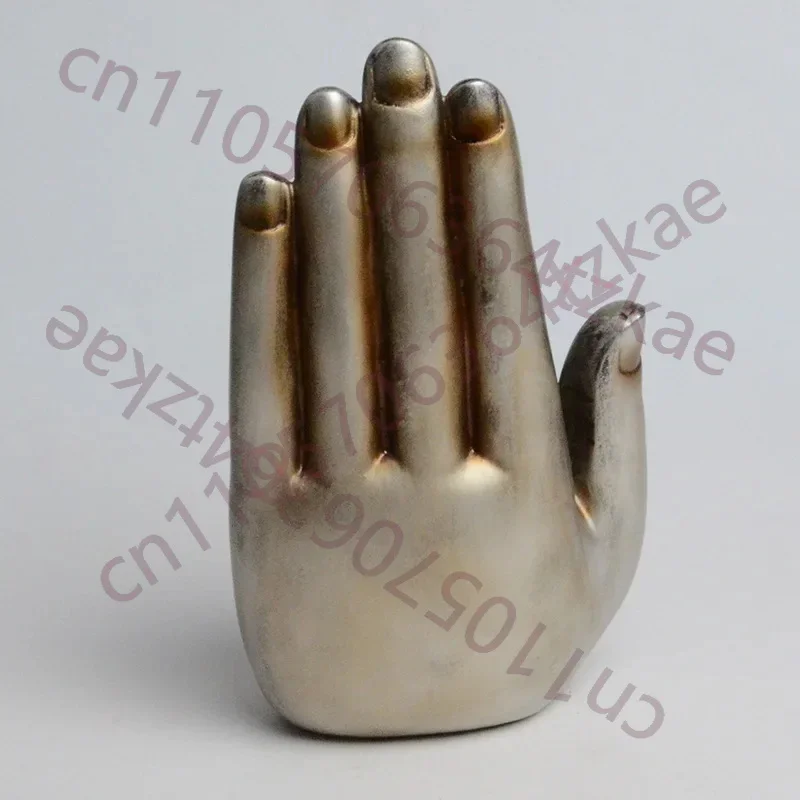 Creativity Shakyamuni Palm Buddha Statue Resin Sculpture Zen Inspired Ornaments Retro Home, Room, Office Decoration, Statue