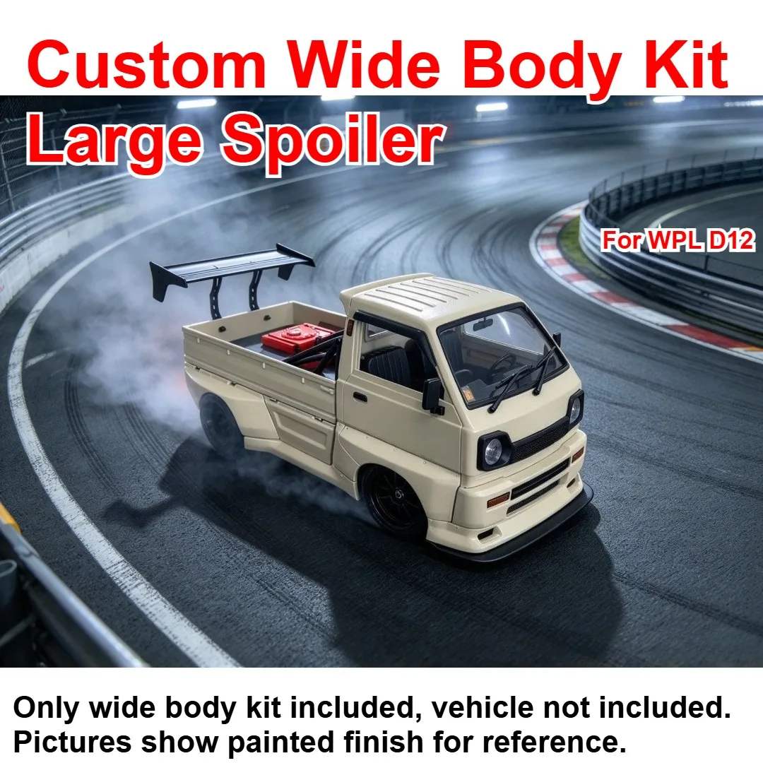 For 1/10 WPL D12 RC Pickup Truck Vehicle Wide Body Kit Large Spoiler Custom Model Number Decorative Styling Decor Upgrade Parts