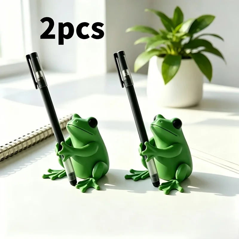1 Stück/2 Stück Niedlicher Frosch-Stifthalter-Set, Entzückender Frosch-Stifthalter aus Kunstharz, Lustiger Cartoon-Tier-Schreibtisch-Organizer