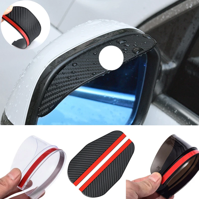 2pcs Car Rearview Mirror Rain Eyebrow Visor Carbon Fiber Side For Audi Q8 C5 Aircross Volkswagen Polo Sedan Octavia 3 Fiat Idea