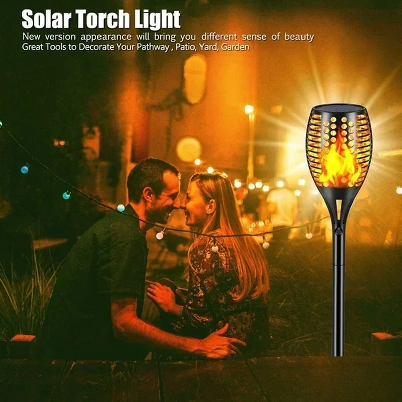 4/2/1Pcs Solar Flame Lights Torch Flickering Light Waterproof Garden Decoration Outdoor Lawn Tiki Led Path Yard Patio Floor Lamp