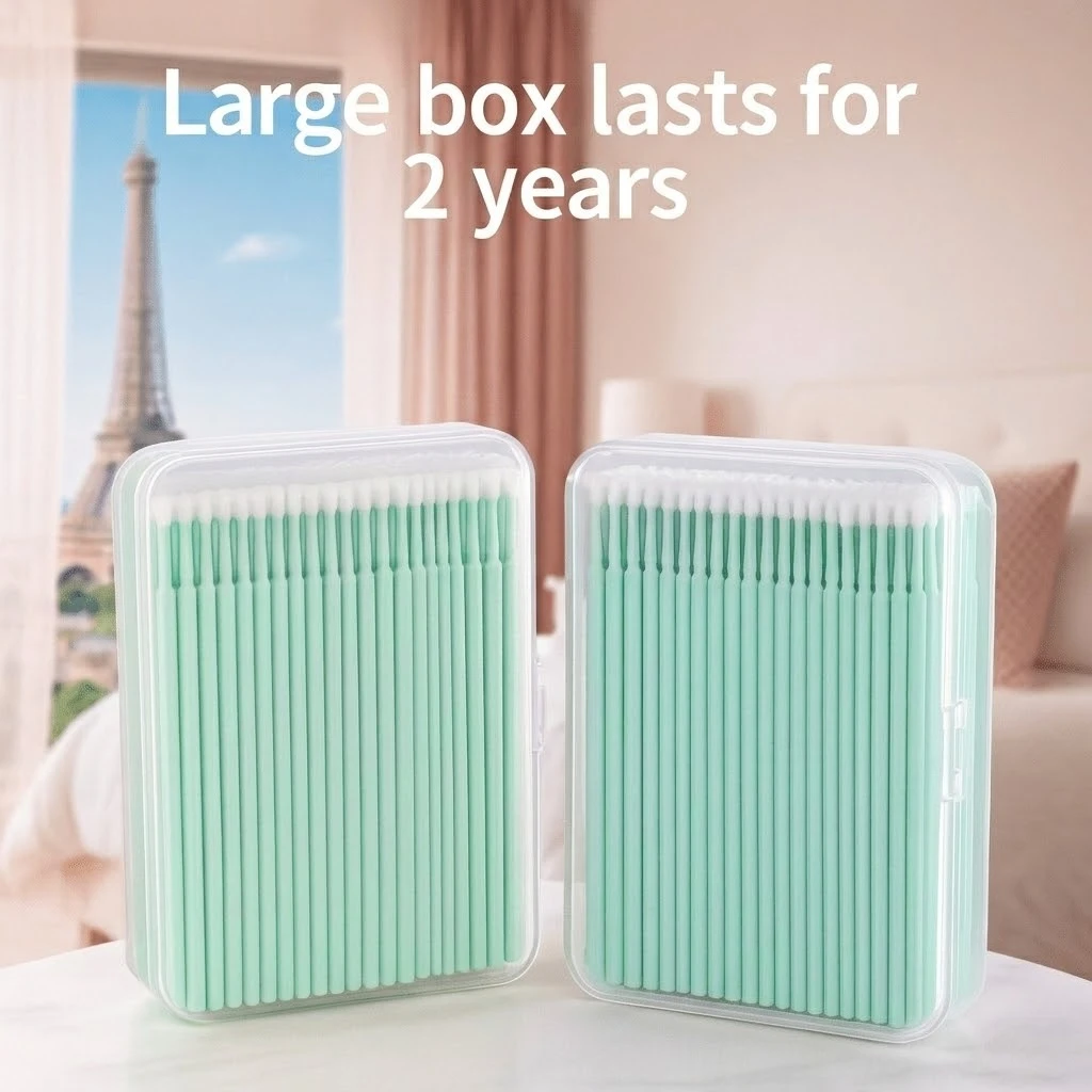 200 Pcs Women Micro Applicator Brushes, Lint-Free Eyelash Extension Swabs with 2 Storage Boxes, Professional Microbrushes